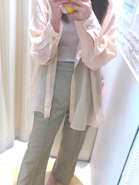 「ピンクベージュ」｜「アイテム（その他アウター）」を使った、ぱむさん（レディース・159cm）の夏コーディネート