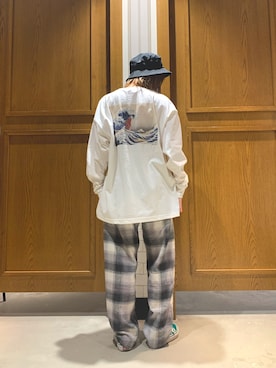 「RAGEBLUE（レイジブルー）のアイテム（ハット）」を使った、ぴえさん（レディース・157cm）の春コーディネート