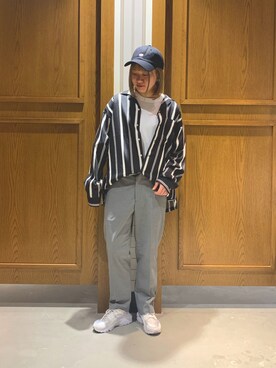 「RAGEBLUE（レイジブルー）のアイテム（キャップ）」を使った、ぴえさん（レディース・157cm）の春コーディネート