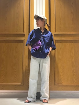 「RAGEBLUE（レイジブルー）のアイテム（キャップ）」を使った、ぴえさん（レディース・157cm）の夏コーディネート