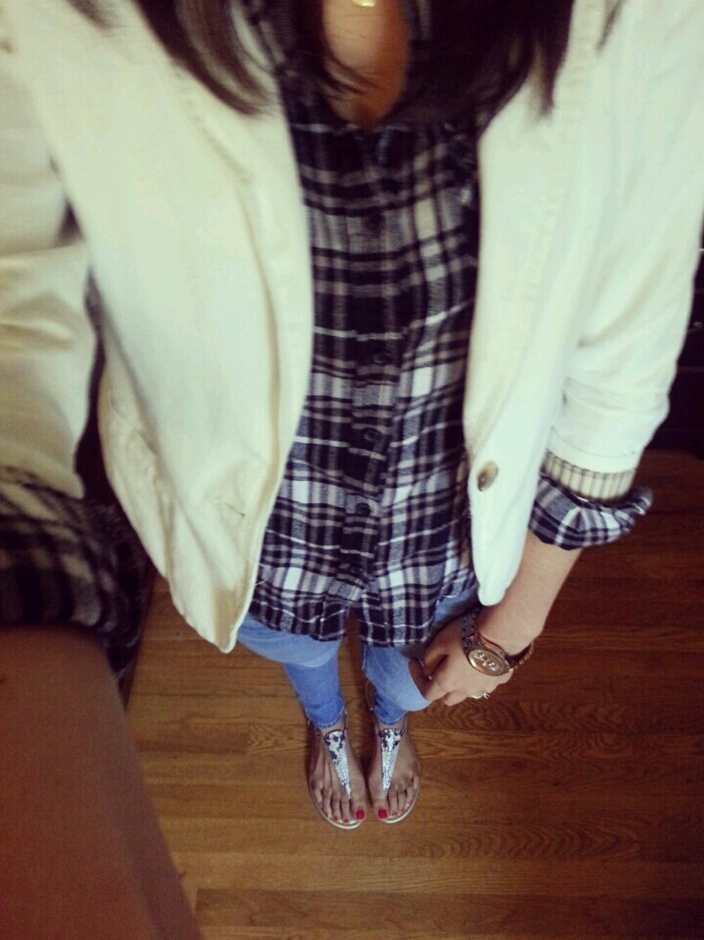 「American Eagle、blazer、Jessica Simpson、sandals」｜Wendy Carelaさん（レディース）の春コーディネートの1枚目の写真