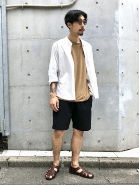 「HERISSON（エリソン）のアイテム」を使った、タカハシ ヒロキさん（メンズ・173cm）の夏コーディネート