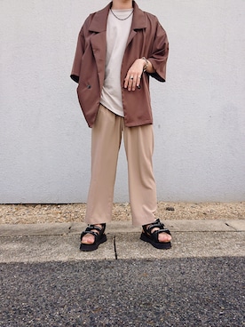 「epnok」｜「アイテム（サンダル）」を使った、Yumaさん（メンズ・169cm）の春コーディネート