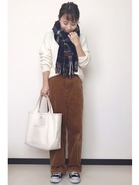 「URBAN RESEARCH DOORS（アーバンリサーチドアーズ）のコーデュロイパンツ（その他パンツ）」を使った、mayuさん（レディース・153cm）の秋コーディネート
