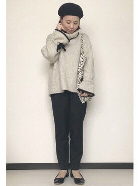 「SENSE OF PLACE by URBAN RESEARCH（センスオブプレイスバイアーバンリサーチ）のCARREMAN テーパードパンツ（その他パンツ）」を使った、mayuさん（レディース・153cm）の冬コーディネート