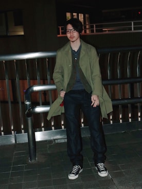 「新年一発目」｜「アイテム（ステンカラーコート）」を使った、Reiさん（メンズ・174cm）の冬コーディネート