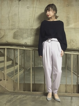 「ADAM ET ROPE'（アダムエロペ）のボロネーゼパンプス（パンプス）」を使った、ジ マさん（レディース・162cm）の秋コーディネート