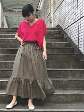「ADAM ET ROPE'（アダムエロペ）のアイテム（バレエシューズ）」を使った、ジ マさん（レディース・162cm）の春コーディネート