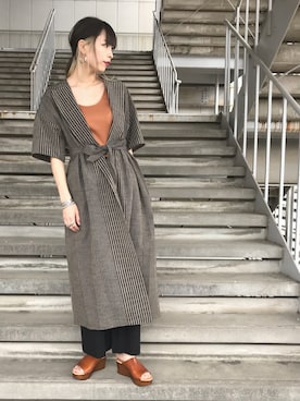 「ADAM ET ROPE'（アダムエロペ）のアイテム（ワンピース）」を使った、ジ マさん（レディース・162cm）の春コーディネート