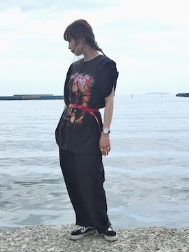 「77circa（ナナナナサーカ）のアイテム」を使った、ジ マさん（レディース・162cm）の夏コーディネート