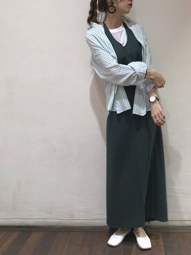 「BASERANGE（ベースレンジ）のアイテム（ワンピース/ドレス）」を使った、ジ マさん（レディース・162cm）の冬コーディネート