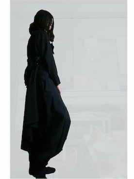 「Yohji Yamamoto（ヨウジヤマモト）のアイテム（ライダースジャケット）」を使った、圭さん（レディース・174cm）の冬コーディネート