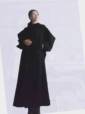 「Yohji Yamamoto（ヨウジヤマモト）のアイテム（トレンチコート）」を使った、圭さん（レディース・174cm）の冬コーディネート