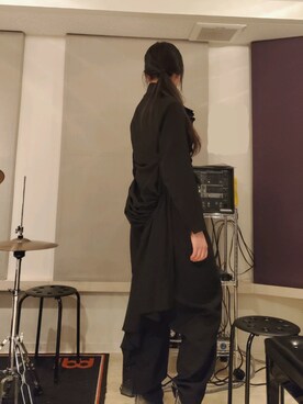 「Yohji Yamamoto（ヨウジヤマモト）のアイテム（ライダースジャケット）」を使った、圭さん（レディース・174cm）の春コーディネート