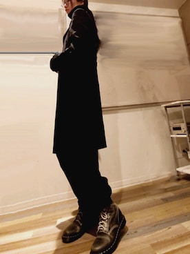 「Yohji Yamamoto（ヨウジヤマモト）のアイテム（チェスターコート）」を使った、圭さん（レディース・174cm）の春コーディネート