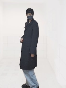 「Yohji Yamamoto（ヨウジヤマモト）のアイテム（チェスターコート）」を使った、圭さん（レディース・174cm）の春コーディネート
