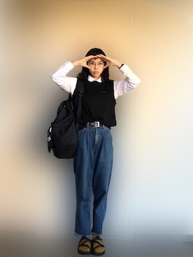 「VERYNERD（ベリーナード）のアイテム」を使った、清水みさとさん（レディース・160cm）の秋コーディネート