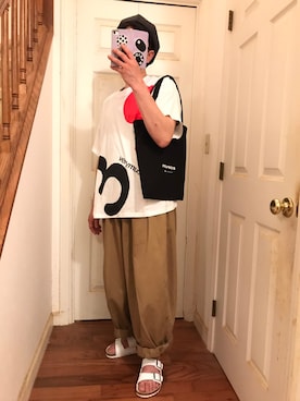 「mercibeaucoup,（メルシーボークー）のアイテム（トップス）」を使った、ボストンメガネさん（メンズ・173cm）の夏コーディネート