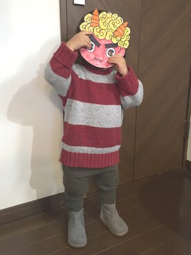 「節分」｜「アイテム（ブーツ）」を使った、SAHOさん（キッズ・80cm）の冬コーディネート