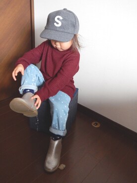 「アイテム（ブーツ、シルバー系）」を使った、SAHOさん（キッズ・90cm）の冬コーディネート