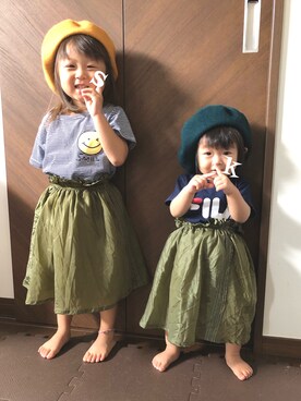 「Re:make（リメイク）のアイテム（スカート）」を使った、SAHOさん（キッズ・90cm）の秋コーディネート
