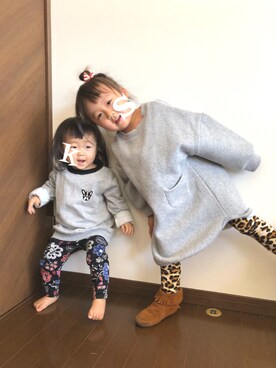 「キッスコーデ」｜「アイテム（ワンピース/ドレス）」を使った、SAHOさん（キッズ・90cm）の冬コーディネート