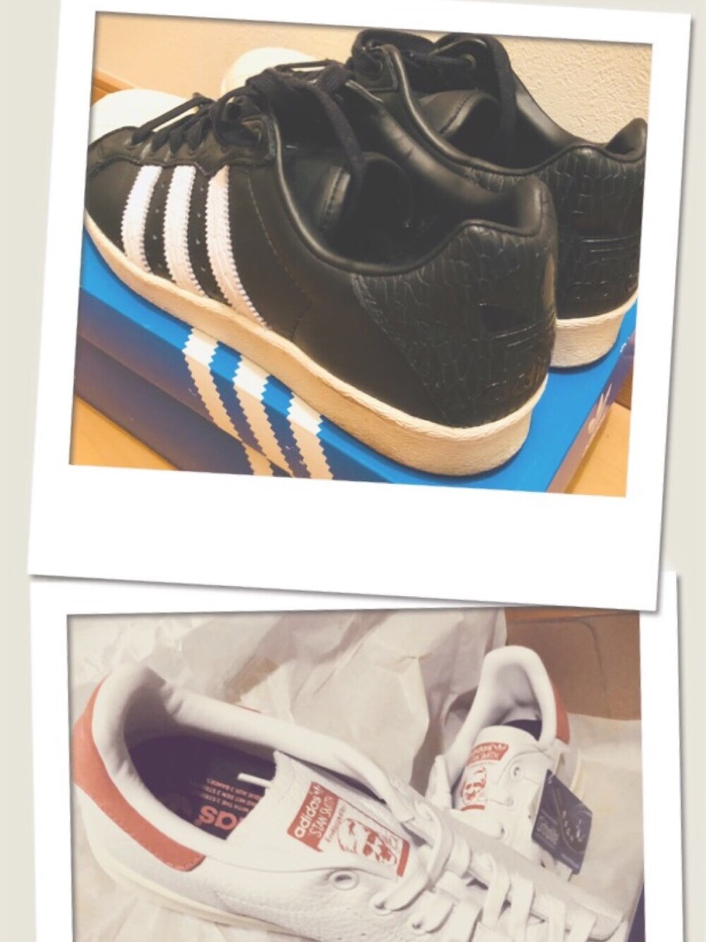 ブラック系のスニーカー、ピンク系のスニーカーを着用したメンズの冬コーディネートの1枚目の写真