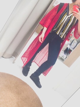 「red」｜「アイテム（その他アウター）」を使った、867さん（レディース・151cm）の夏コーディネート
