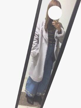 「one after another NICE CLAUP（ワンアフターアナザーナイスクラップ）のアイテム（ムートンコート）」を使った、hinakoさん（レディース・157cm）の秋コーディネート