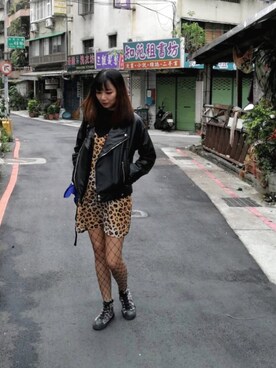 「travel」｜「アイテム（ライダースジャケット）」を使った、Mariel Limさん（レディース・174cm）の冬コーディネート