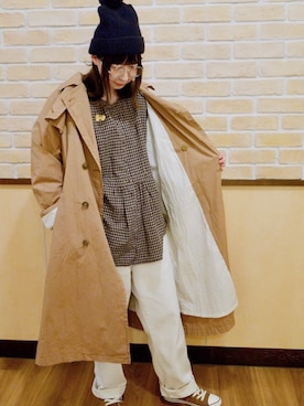 「Samansa Mos2（サマンサ モスモス）のアイテム（トレンチコート）」を使った、koeda𖡼.𖤣𖥧さん（レディース・158cm）の秋コーディネート