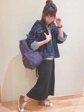 「Samansa Mos2 blue（サマンサモスモスブルー）のアイテム（バックパック/リュック）」を使った、koeda𖡼.𖤣𖥧さん（レディース・158cm）の秋コーディネート