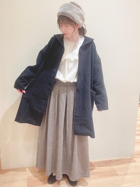 「タックスカート」｜「アイテム（その他）」を使った、koeda𖡼.𖤣𖥧さん（レディース・158cm）の秋コーディネート