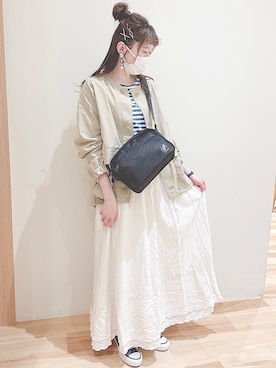 「レーススカート」｜「アイテム（ノーカラージャケット）」を使った、koeda𖡼.𖤣𖥧さん（レディース・158cm）の春コーディネート