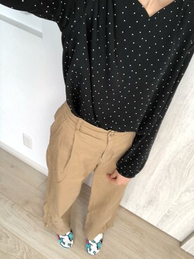 「Honeys（ハニーズ）のアイテム（チノパンツ）」を使った、wwwwwataさん（レディース・160cm）の春コーディネート