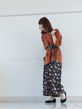 「サッシュベルト」｜「アイテム（チュニック）」を使った、mi-n*さん（レディース・158cm）の夏コーディネート