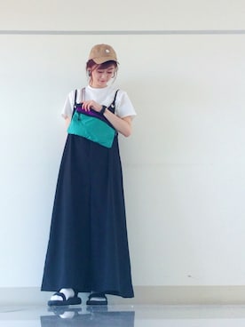 「サコッシュ」｜「アイテム（オールインワン・サロペット）」を使った、mi-n*さん（レディース・158cm）の夏コーディネート