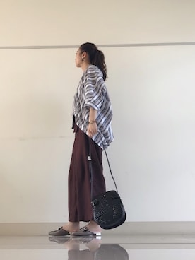 「スリッパ」｜「アイテム（パンツ）」を使った、mi-n*さん（レディース・158cm）の夏コーディネート