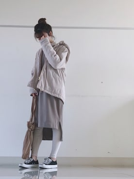 「フリルネック」｜「アイテム（ジャケット/アウター）」を使った、mi-n*さん（レディース・158cm）の冬コーディネート
