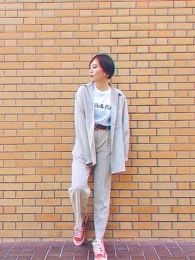 「JEANASIS（ジーナシス）のアイテム（セットアップ）」を使った、あかりん♡さん（レディース・167cm）の春コーディネート