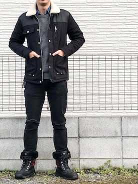 「improves（インプローブス）のカツラギクラッシュパンツ（その他パンツ）」を使った、あっちゃんさん（メンズ・175cm）の冬コーディネート