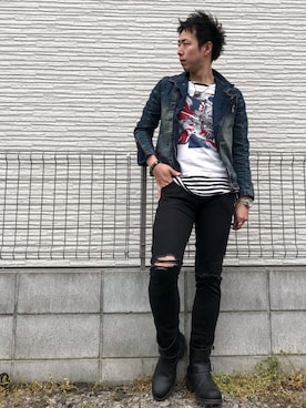 「Alpha Industries（アルファインダストリーズ）のアイテム（ブーツ）」を使った、あっちゃんさん（メンズ・175cm）の春コーディネート