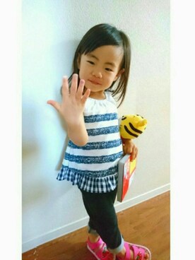 「UNIQLO（ユニクロ）のアイテム（デニムパンツ、ブラック系）」を使った、mayuさん（レディース・153cm）の夏コーディネート