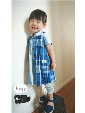 「アイテム（シャツワンピース）」を使った、mayuさん（キッズ・80cm）の夏コーディネート