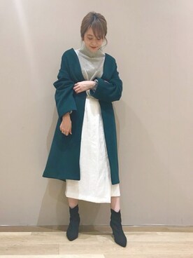 「アパートバイローリーズ」｜「アイテム（ノーカラージャケット）」を使った、キタマユさん（レディース・158cm）の秋コーディネート