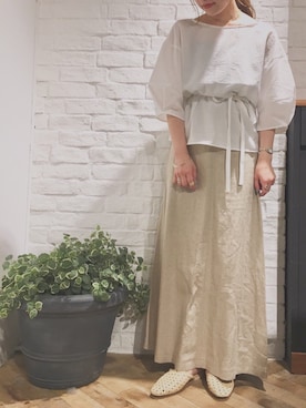 「A part by（アパートバイ）のR/Lセミフレアロングスカート 830726（スカート）」を使った、キタマユさん（レディース・155cm）の春コーディネート