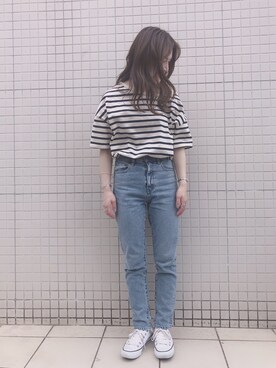 「アパートバイローリーズ」｜「アイテム（スニーカー）」を使った、キタマユさん（レディース・155cm）の春コーディネート