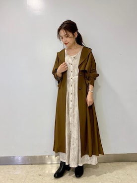 「アパートバイローリーズ」｜「アイテム（トレンチコート）」を使った、キタマユさん（レディース・155cm）の秋コーディネート