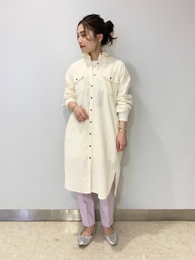 「A part by（アパートバイ）のアイテム（シャツワンピース）」を使った、キタマユさん（レディース・155cm）の春コーディネート