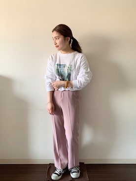 「アパートバイローリーズ」｜「アイテム（スニーカー）」を使った、キタマユさん（レディース・155cm）の春コーディネート